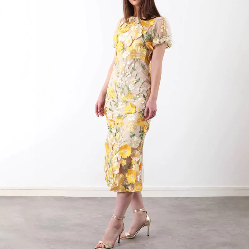 Embroidery Zara - Sommer Weibliche Hohe Taille Zipper Knielangen