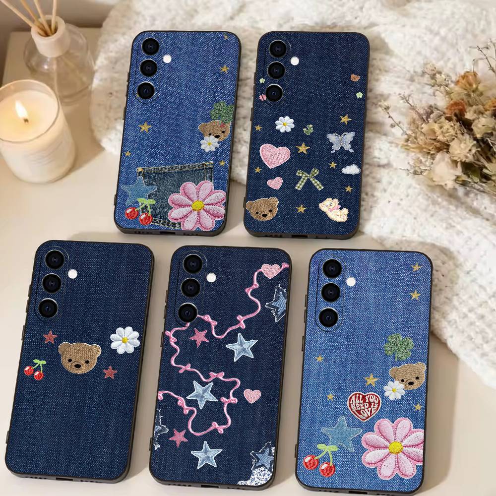 Embroidery Quote - Denim-Stickerei-Coquette-Y2K-Handyhülle für Samsung Galaxy A73, A72,