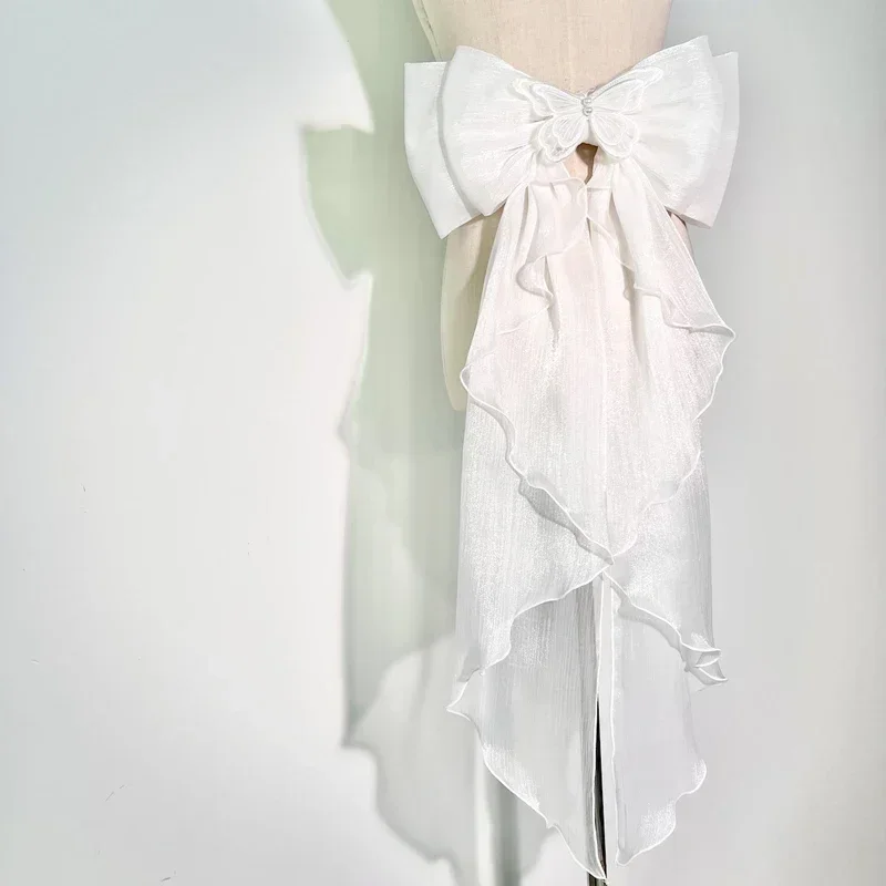 Embroidery Kaftan - Schleppende Schleife, glänzende Seide, doppellagige Schleife,