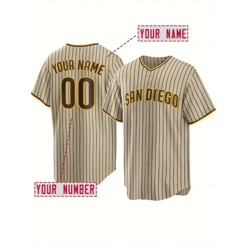 Embroidery Jersey - Benutzerdefinierter Name und Nummer Herren-Baseball-Trikot mit