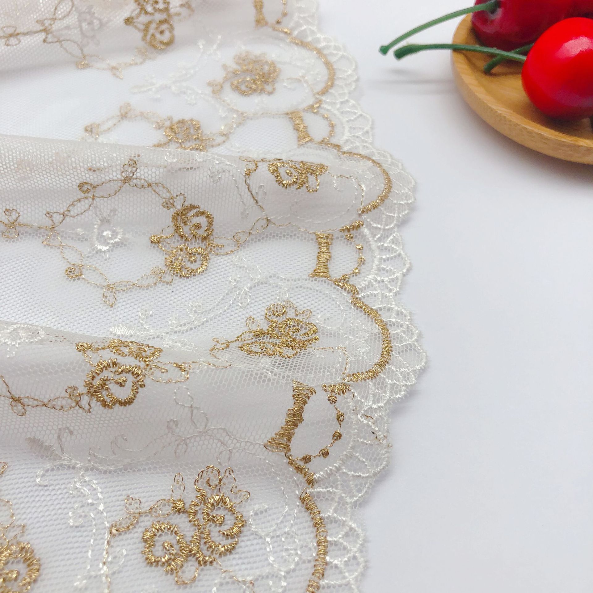 Embroidery Roses - 16,2 CM Breite Mesh Stickerei Gold