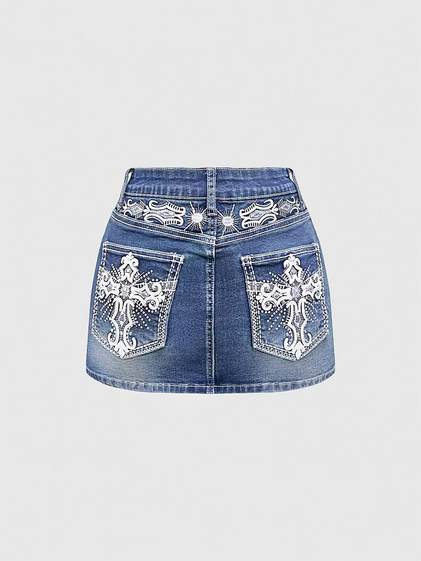 Embroidery Skirt - Neuer Modischer Lässiger Hochtaillierter Knopfverschluss Einfarbiger