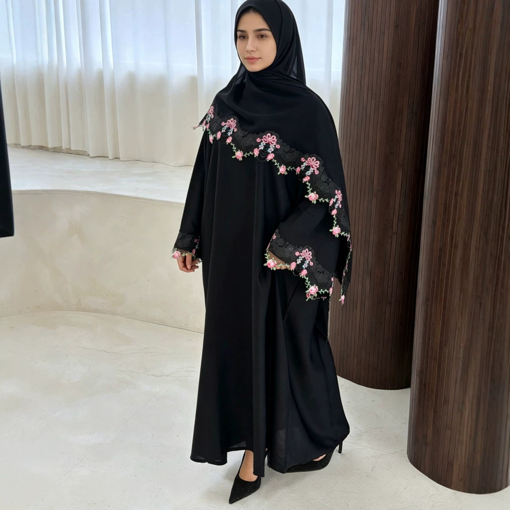 Embroidery Arabic - Eid-Kleid für Frauen Muslimische Abaya Partykleider