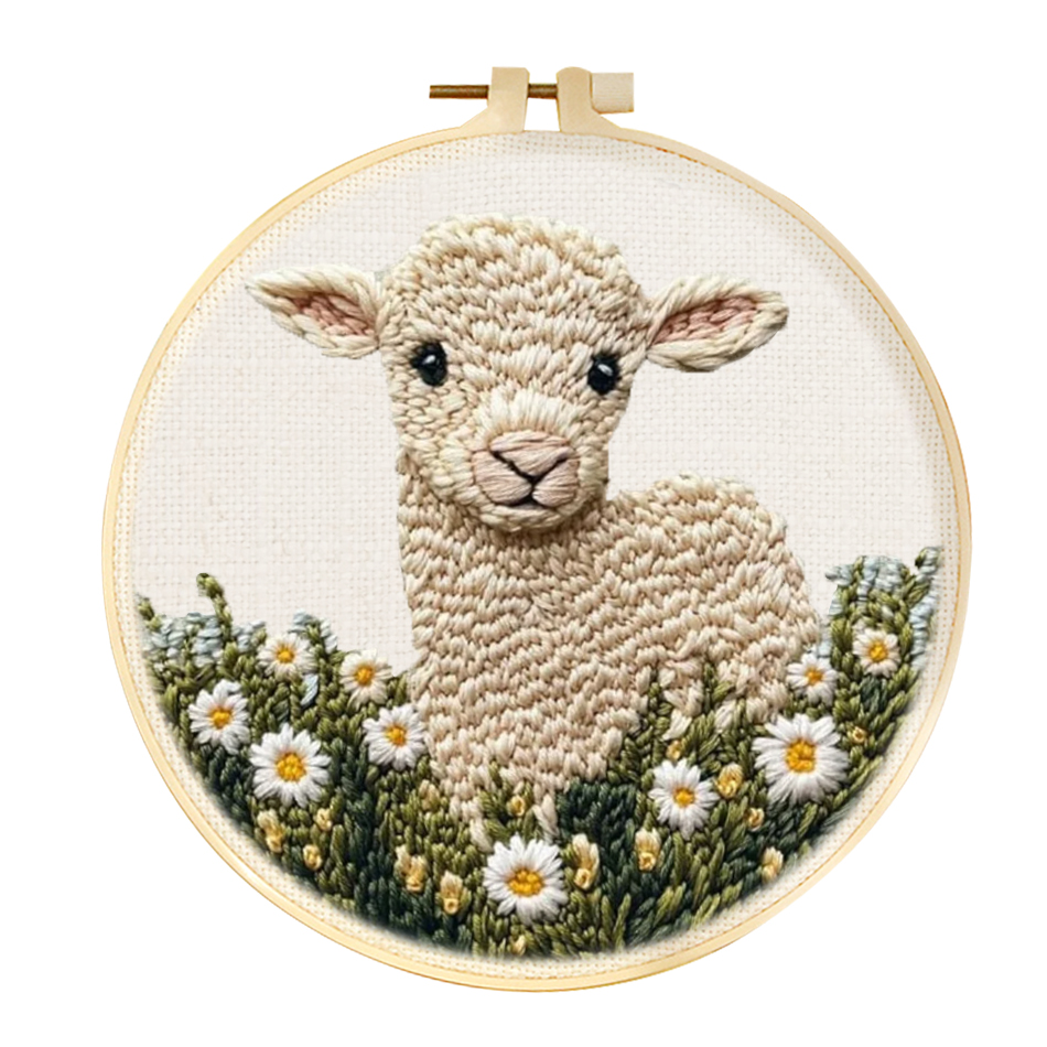 Embroidery Hoop Square - Niedliches Tier-DIY-Stanznadel-Stickset für Anfänger, Teppich für