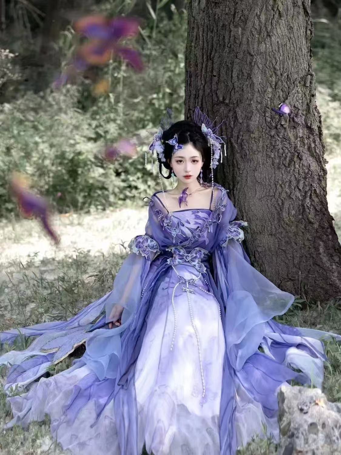 Embroidery Skirt - Original Chinesisches Lila Hanfu für Damen,