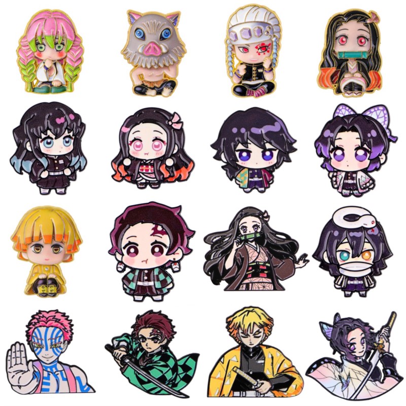 Embroidery Tulle - Niedliche Q-Version Kimono Cartoon-Charakter Emaille-Pins Anime-Figur