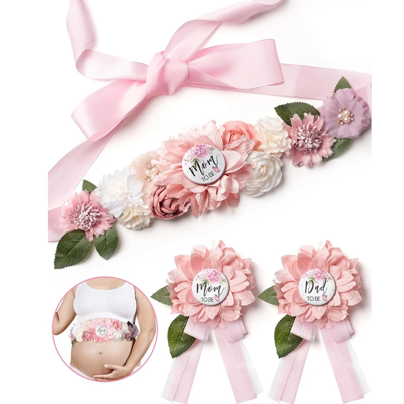 Embroidery Kaftan - Blumenschärpe-Set – Babyparty „Mom to Be