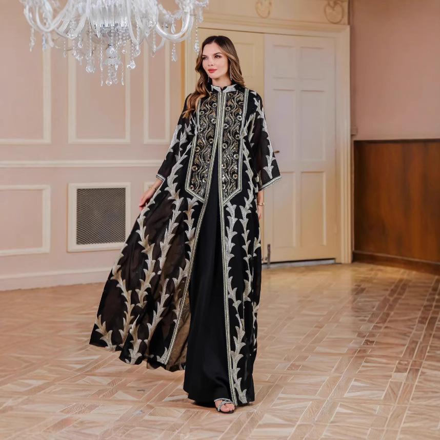 Embroidery Arabic - Eid Damenkleid Muslimische Abaya-Kleider Ramadan Vestidos