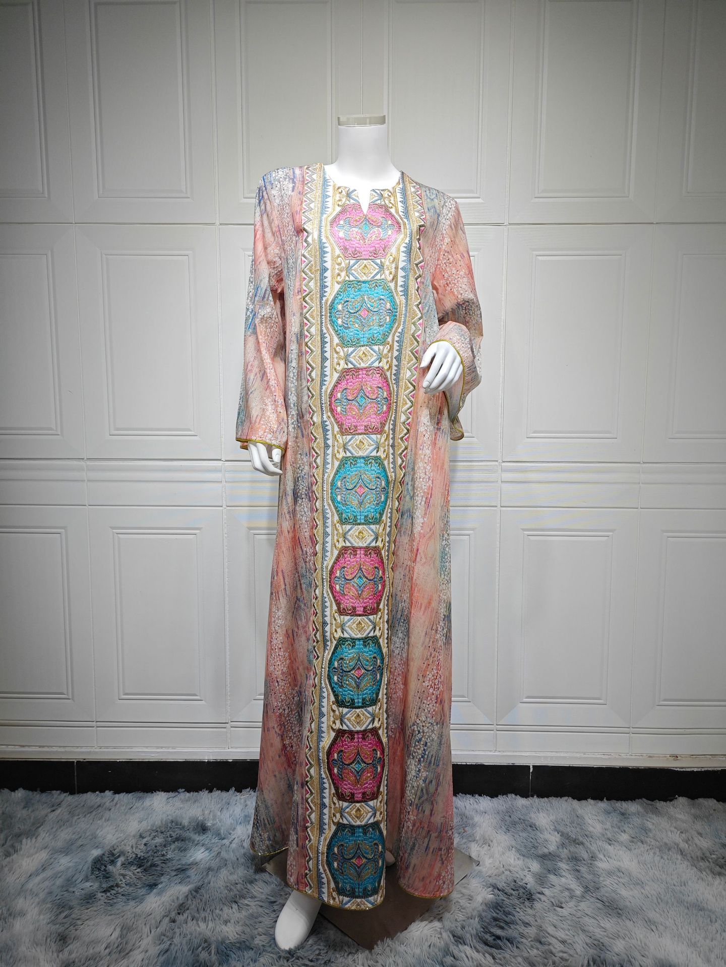 Embroidery Arabic - Ramadan Marokkanische Damenbekleidung Muslimisches Nahost-Arabisches Pulloverkleid