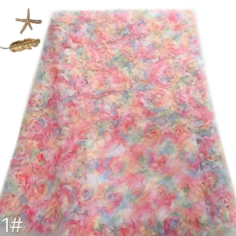 Embroidery Roses - 3D-Chiffon-Rosenblume, Spitzenstoff, Blumenstickerei, Tüll für Hochzeit,