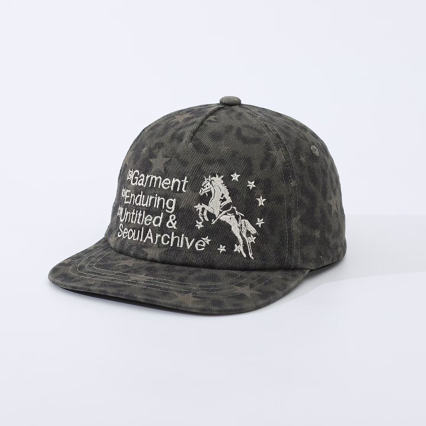Embroidery Photoshop - Baseballkappe mit flachem Schirm, Stern-Leopardenmuster und