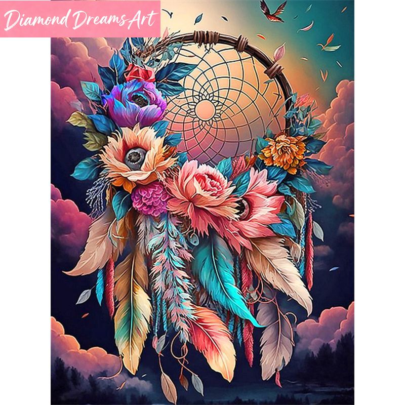 Embroidery Roses - Rahmenloses Diamant-Malerei Traumfänger Schmetterling Landschaft Stickerei