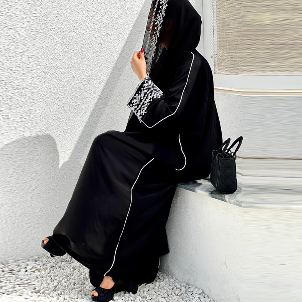 Embroidery Arabic - Mode Klassische Gestickte Abaya Hijab Kleid