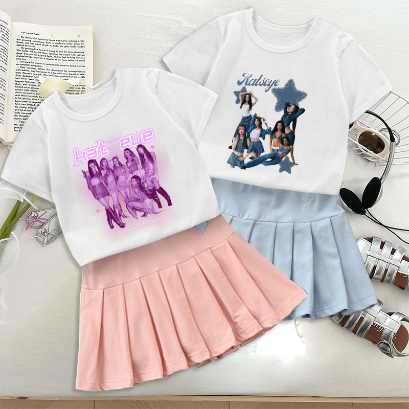 Mode K POP K-KATSEYE T-shirt F – Embroidery Skirt Bewertung und Preis