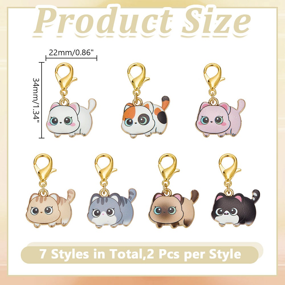 14 Stück, 7 Stile, Katzen-Anhä – Embroidery Cat Bewertung und Preis