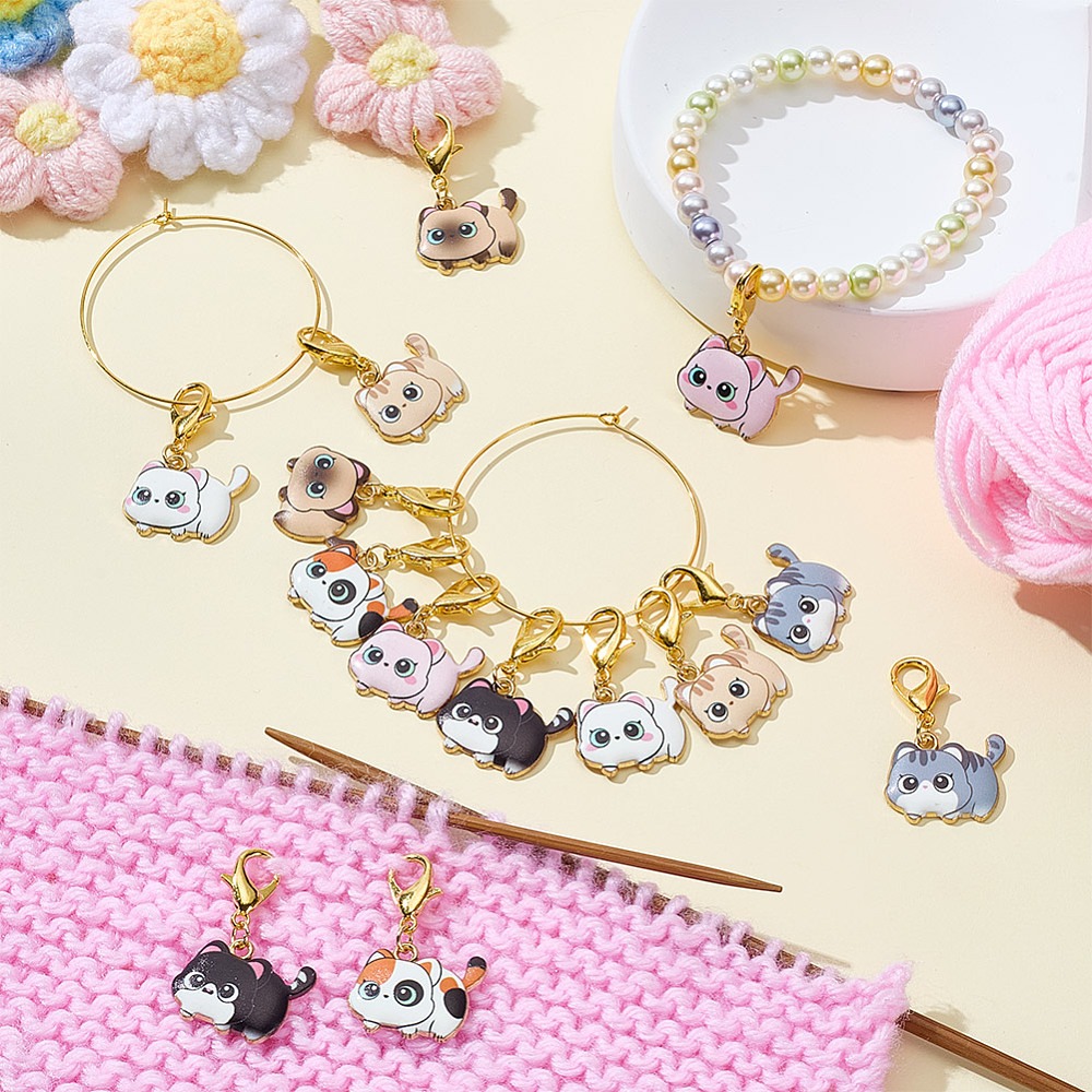 14 Stück, 7 Stile, Katzen-Anhä – Embroidery Cat Bewertung und Preis