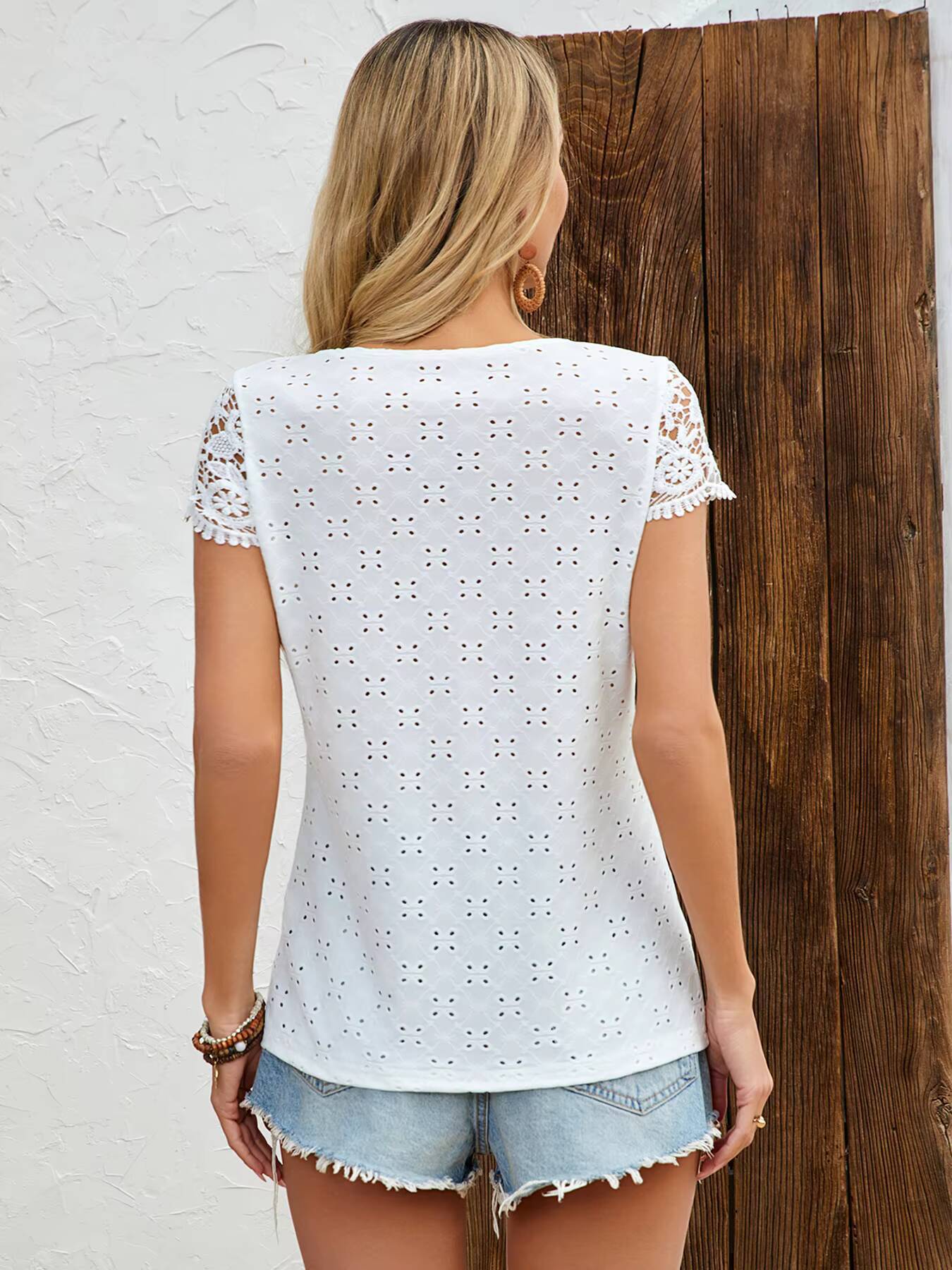 Damen T-Shirt Frühling Sommer  – Embroidery Eyelet Bewertung und Preis