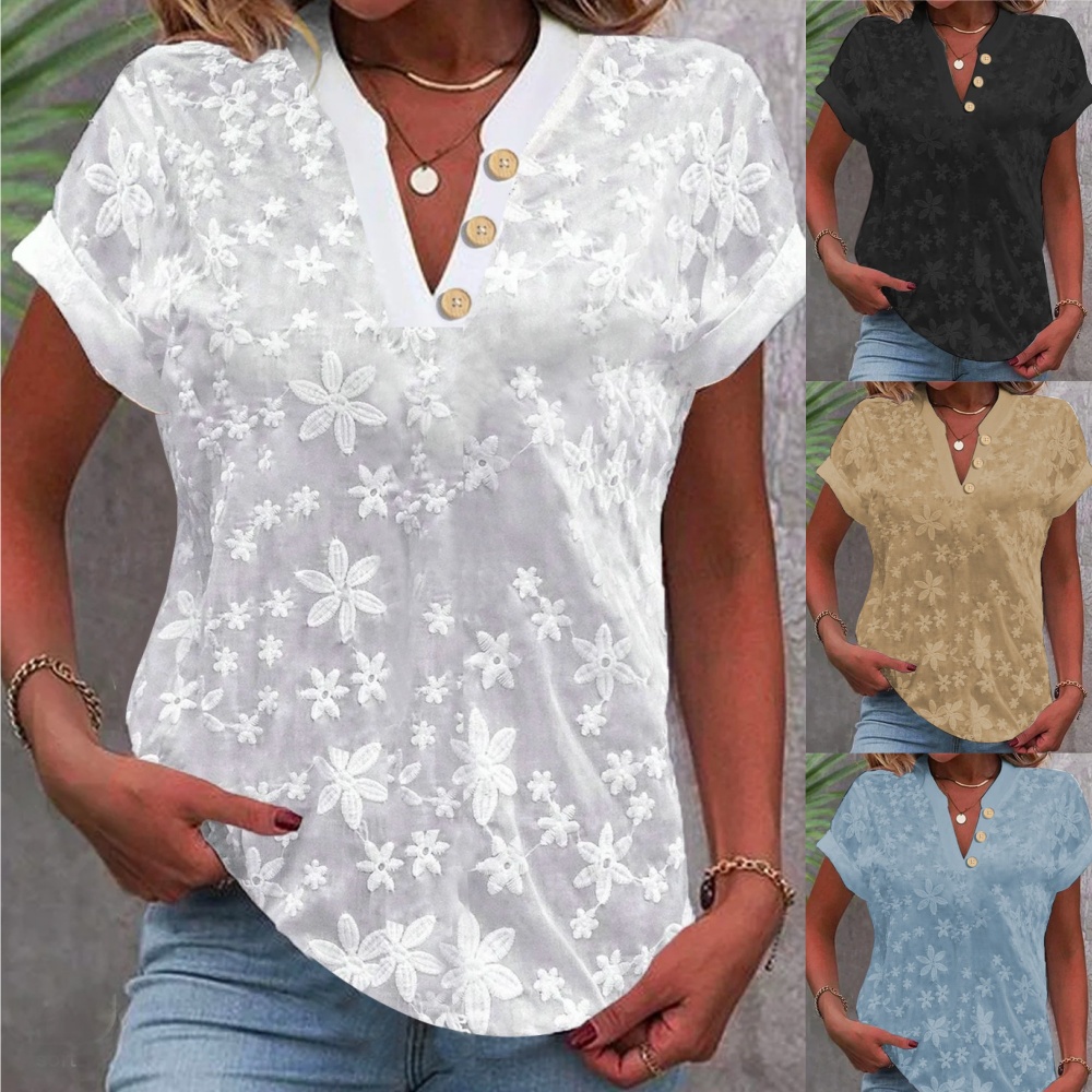 Kurzes Hemd, weiße Spitzenblus – Embroidery Eyelet Bewertung und Preis