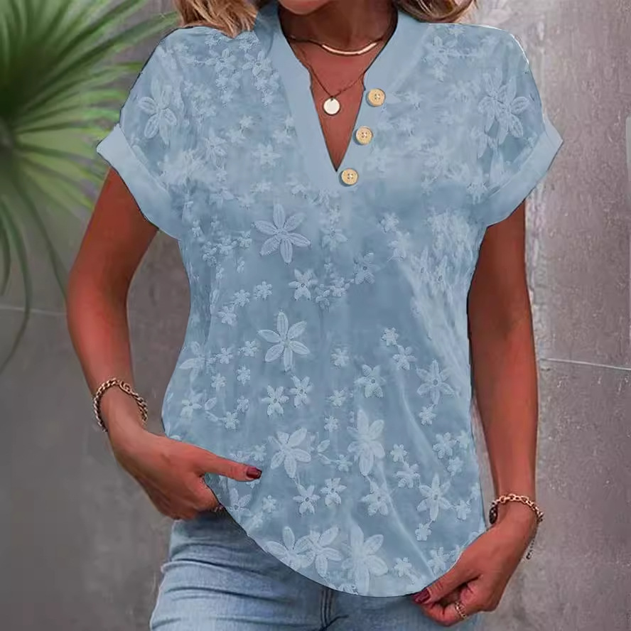 Damen-Bluse mit Blumenstickere – Embroidery Jersey Bewertung und Preis