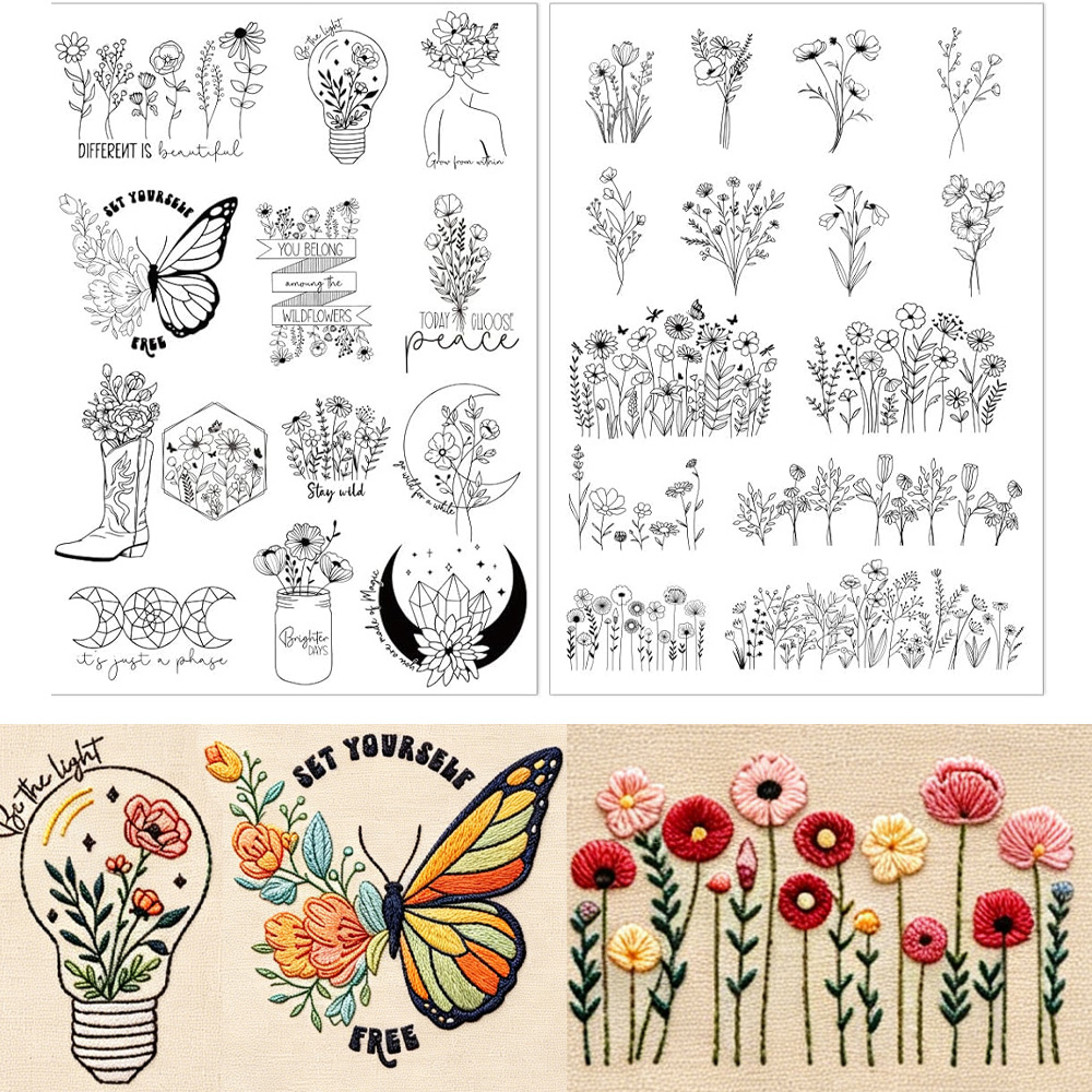 Boho Wildblumen-Mond-Schmetter – Embroidery Quote Bewertung und Preis