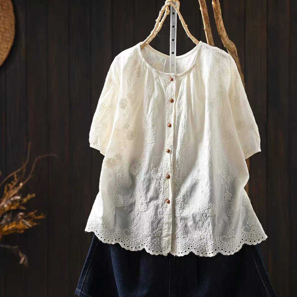Damen 100% Baumwolle Blumenmus – Embroidery Eyelet Bewertung und Preis