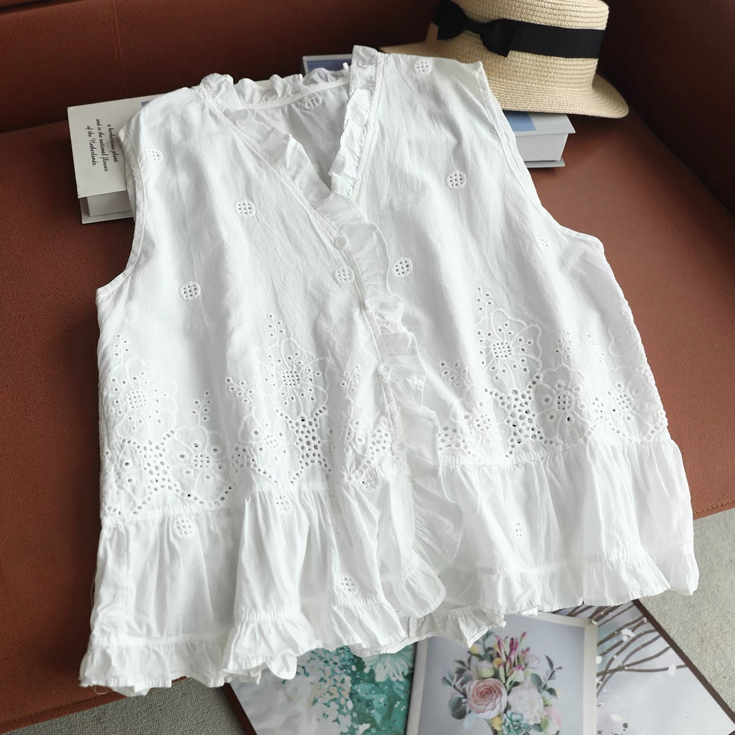 Damen Ärmelloses Westentop mit – Embroidery Eyelet Bewertung und Preis