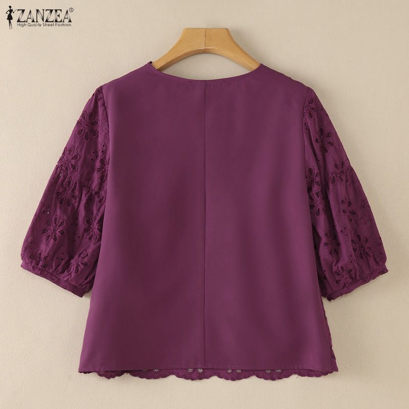 ZANZEA 2026 Blusen mit Ösen-St – Embroidery Eyelet Bewertung und Preis