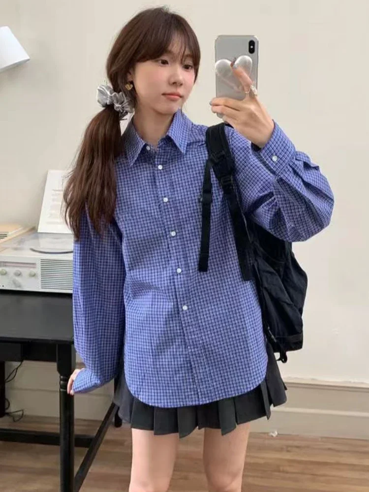 Vintage Blau Plaid Shirts für  – Embroidery Jersey Bewertung und Preis