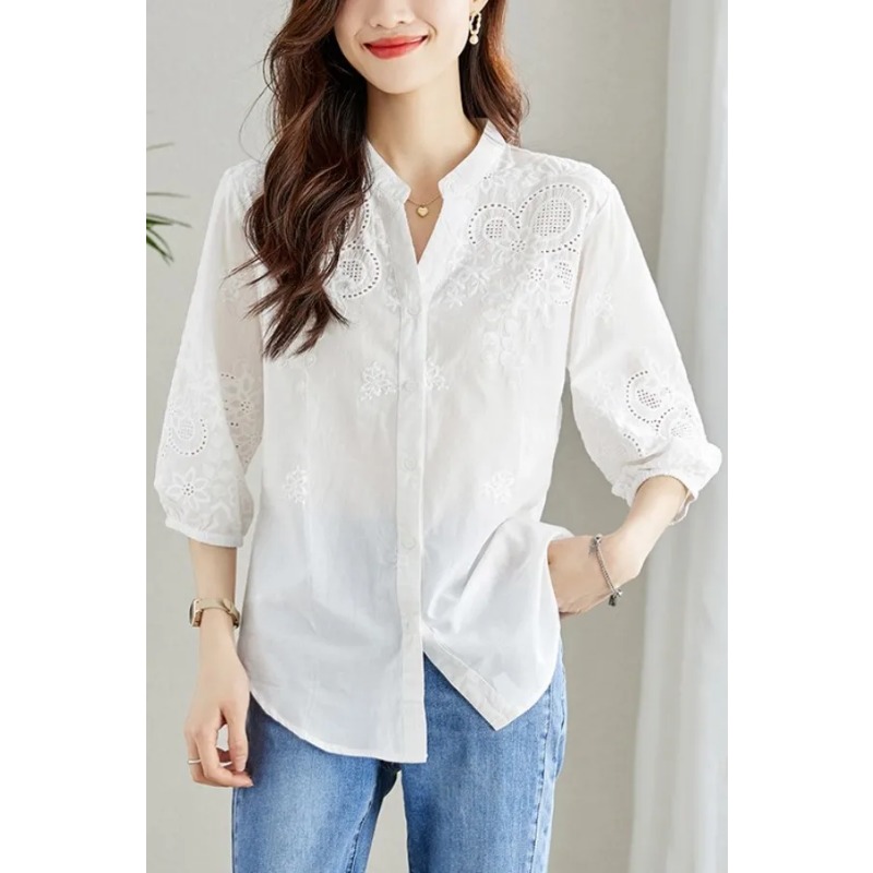 Damen Weiße Bluse mit Lochstic – Embroidery Eyelet Bewertung und Preis