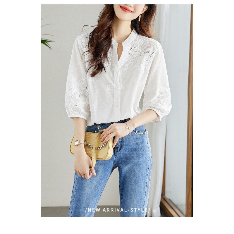 Damen Weiße Bluse mit Lochstic – Embroidery Eyelet Bewertung und Preis