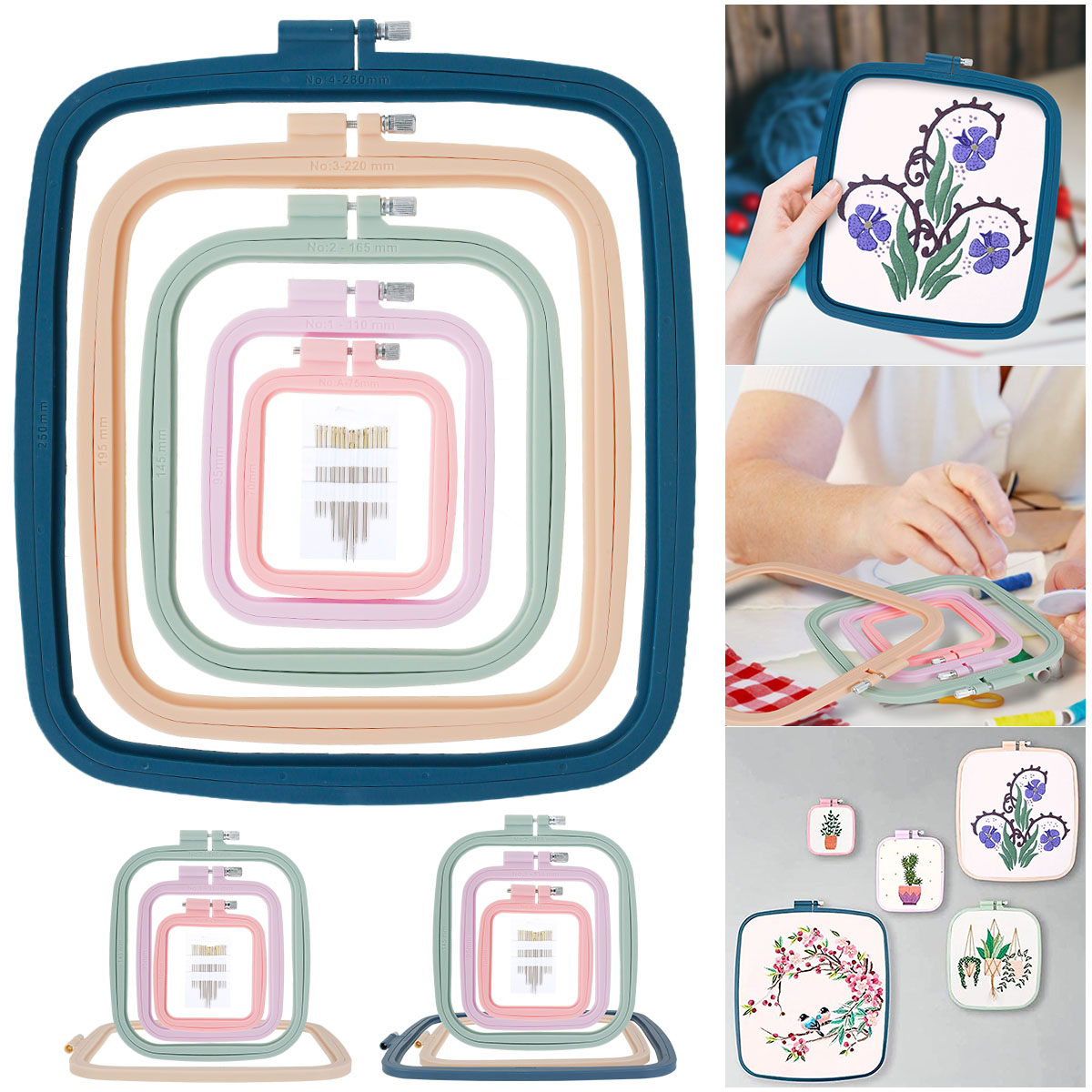 4/5 Stück quadratische Stickra – Embroidery Hoop Square Bewertung und Preis
