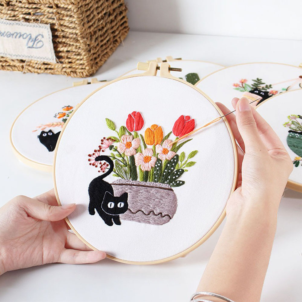 Stickset mit schwarzem Katzend – Embroidery Ideas For Bags Bewertung und Preis