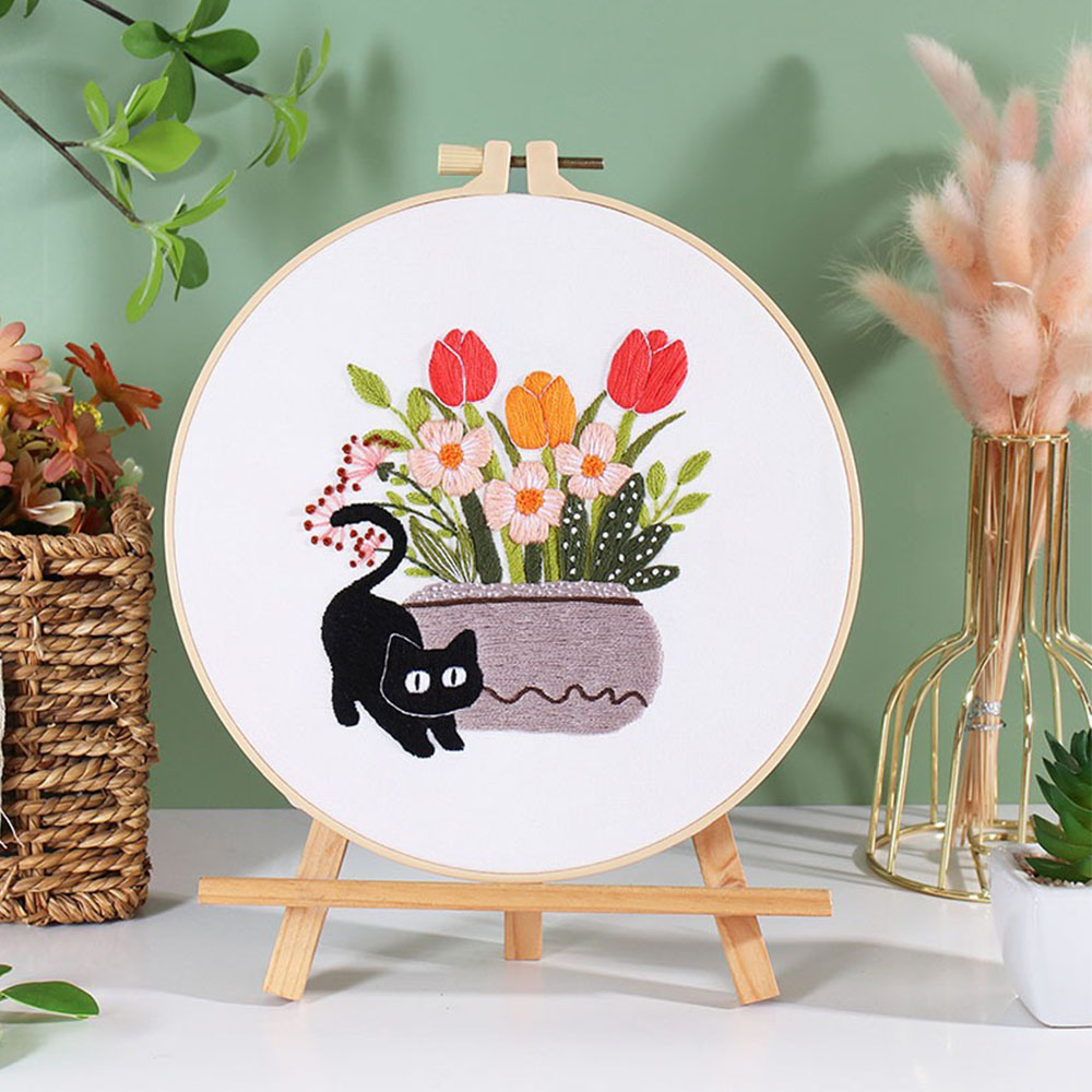 Stickset mit schwarzem Katzend – Embroidery Ideas For Bags Bewertung und Preis
